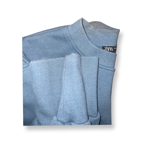 ZARA crop top sweater blue size small cinch feature - Picture 7 of 12